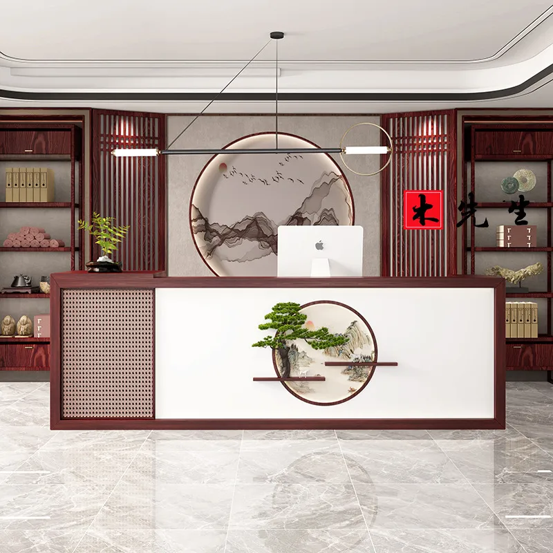 無垢材の受付デスク、新中国風のフロントカウンター（ホテル、レ - Spa Wellness Hotel のレビューと価格